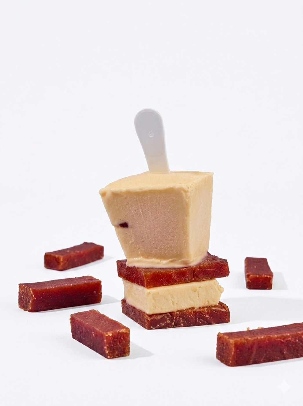 Helado cremoso de queso con bocadillo