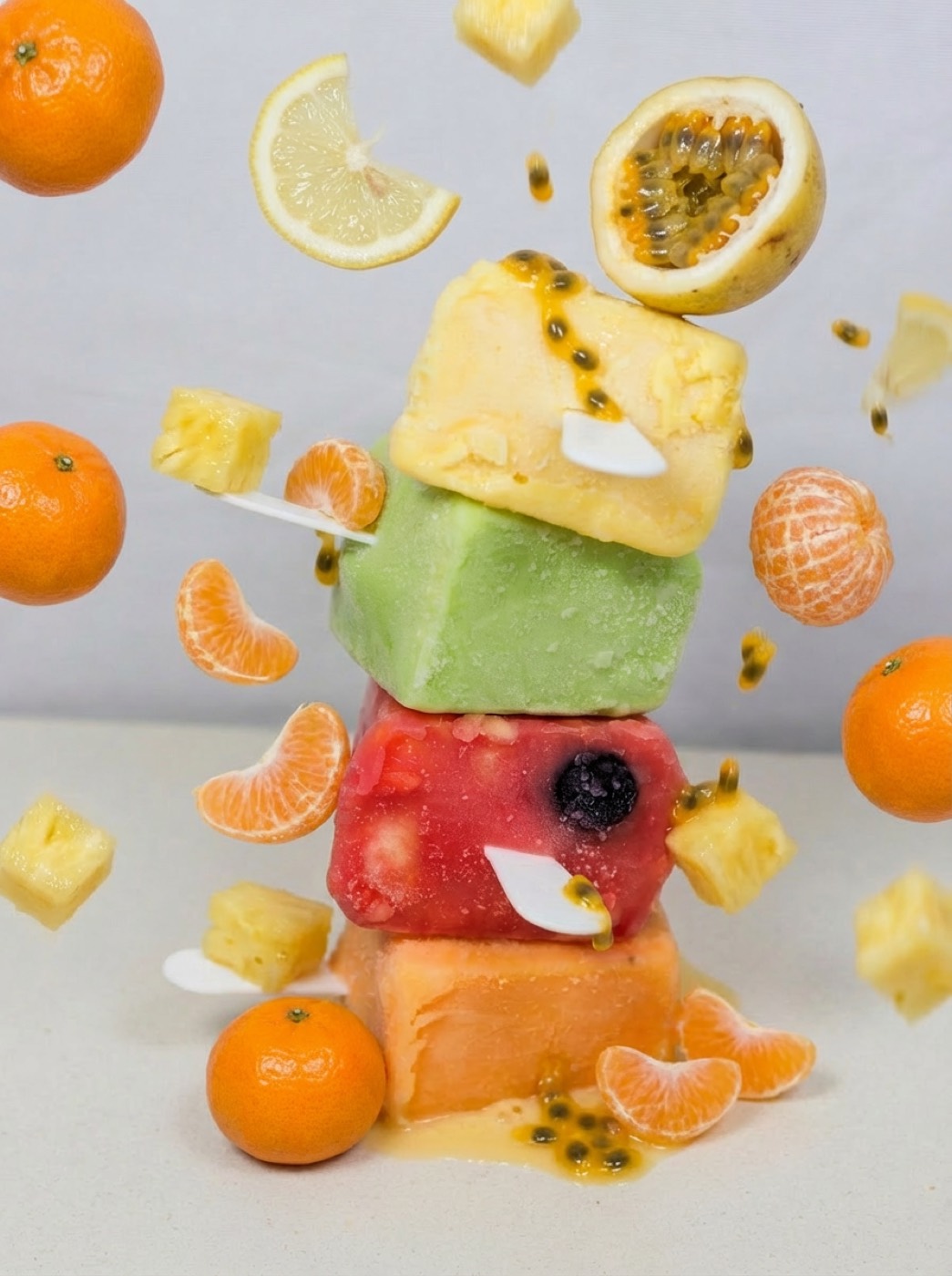 Variedad de helados artesanales El Antojo Frutal